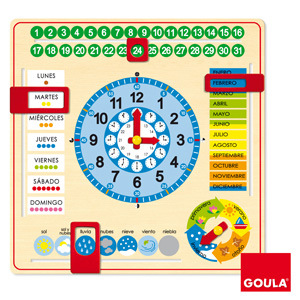 Reloj calendario escolar castellano